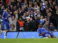 Didier Drogba celebrates after scoring his side's third goal